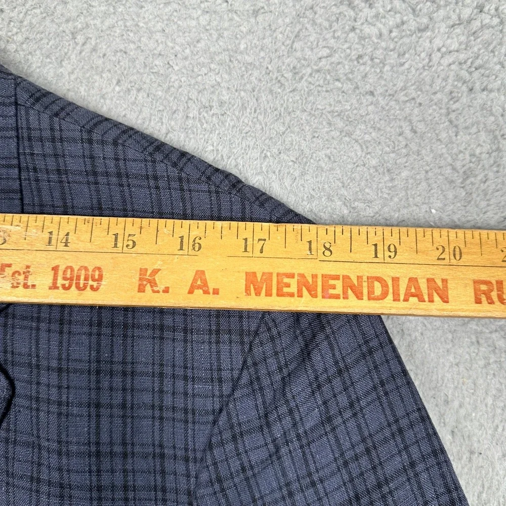 Club Monaco Linen Blazer Mens 40S Grant Fit Navy Plaid Sport Coat Made In Italy